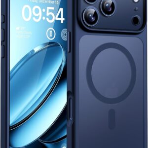 For iPhone 17 Pro Max Case 6.9-Inch, Upgraded Camera Protection, Built-in Ring, Compatible with MagSafe, Shockproof Non-slip Translucent Matte Phone Case, Dark Blue
