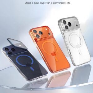 Crystal Clear Magnetic Case with Full Camera Lens Cover for iPhone 17 Pro Max – MagSafe Compatible, 180° Lens Holder, Shockproof Transparent Protective Cover. Crystal Clear Case.