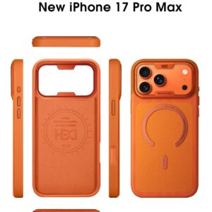 MagSafe Magnetic Phone Case for iPhone 17 Pro / iPhone 17 Pro Max, Premium Leather Texture Cover with Metal Camera Lens Frame, Shockproof Slim Protective Case, Anti-Scratch, Wireless Charging Compatible,