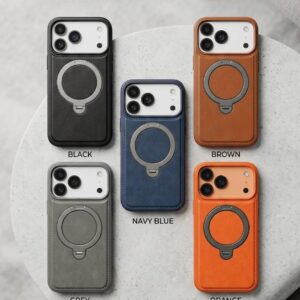 Premium Leather Magnetic Ring Case for iPhone 15 Pro Max, iPhone 16 Pro Max, iPhone 17 Pro, iPhone 17 Pro Max & Samsung Galaxy S26 Ultra | MagSafe Compatible Shockproof Cover